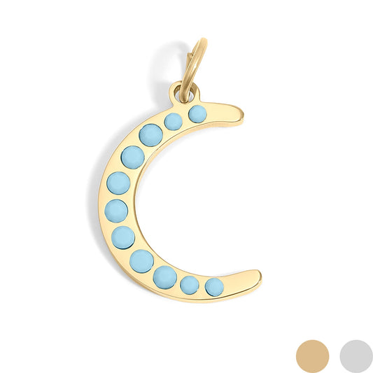 18K Gold PVD Stainless Steel Turquoise Stone Moon Charm / PDL0229