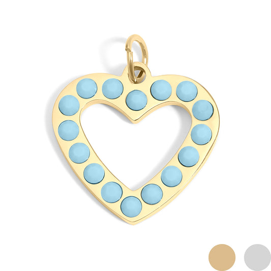 18K Gold PVD Stainless Steel Turquoise Stone Heart Charm / PDL0231