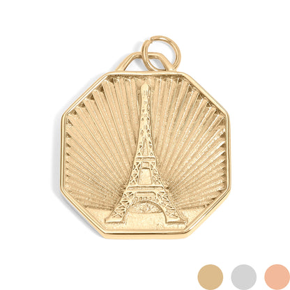 18K Gold PVD Stainless Steel Sunburst Eiffel Tower Amour Charm / PDL0234