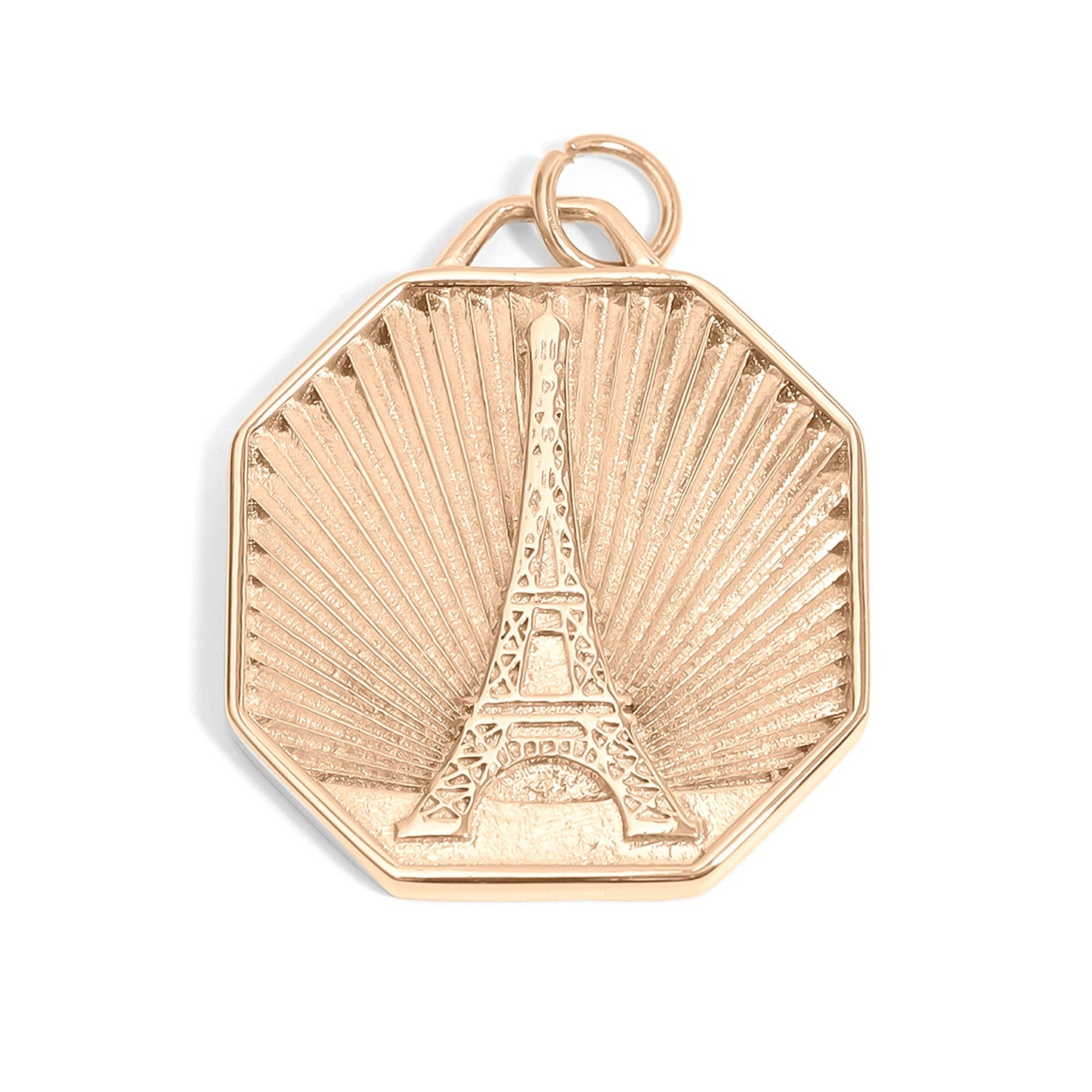 18K Gold PVD Stainless Steel Sunburst Eiffel Tower Amour Charm / PDL0234