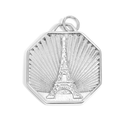 18K Gold PVD Stainless Steel Sunburst Eiffel Tower Amour Charm / PDL0234