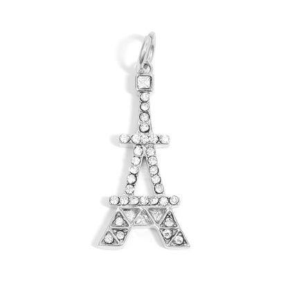 18K Gold PVD Stainless Steel and Clear Stone Eiffel Tower Charm / PDL0235