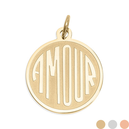 18K Gold PVD Stainless Steel Round Amour Charm / PDL0236