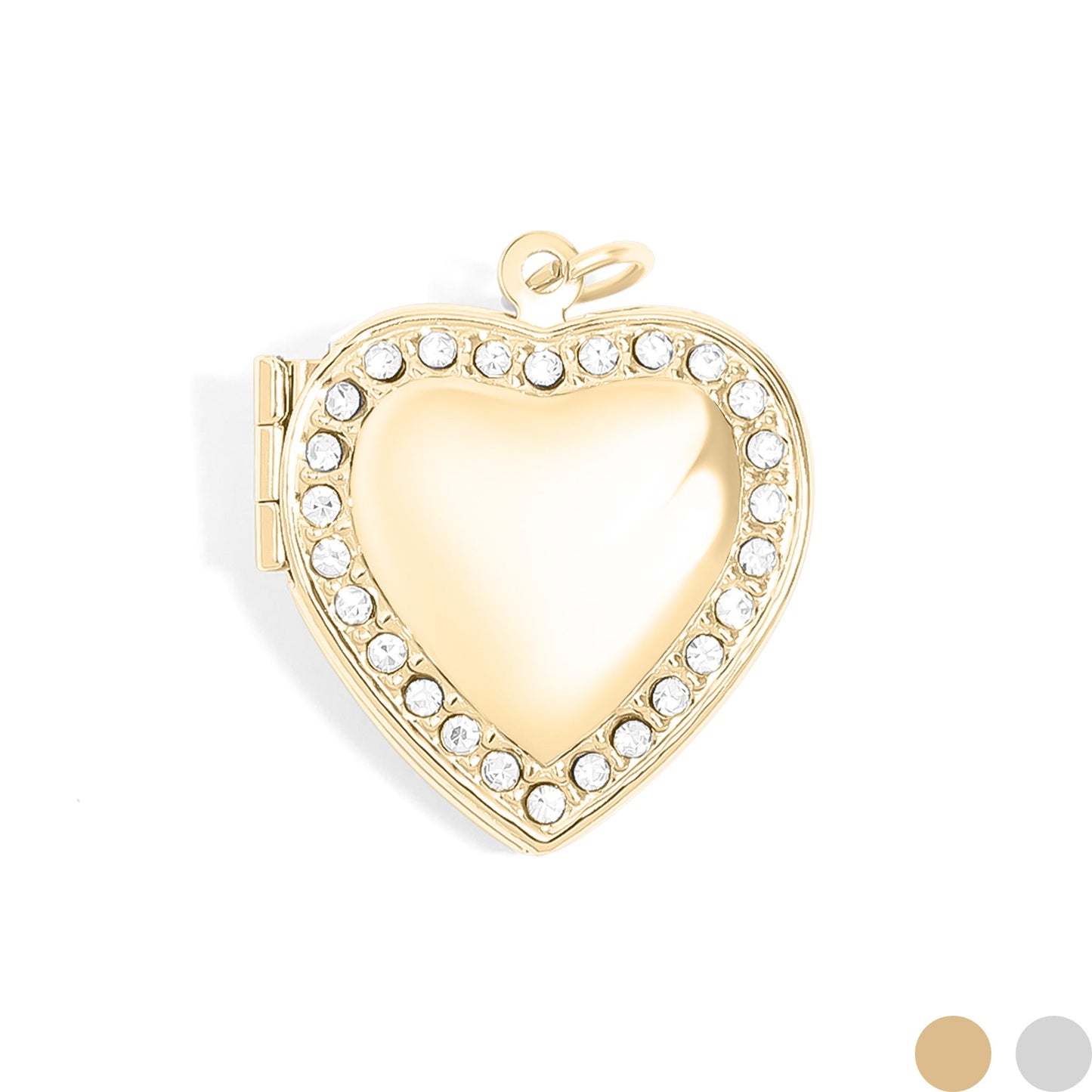 18K Gold PVD Stainless Steel Heart Locket with Stones / PDL0238