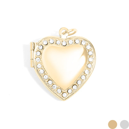 18K Gold PVD Stainless Steel Heart Locket with Stones / PDL0238