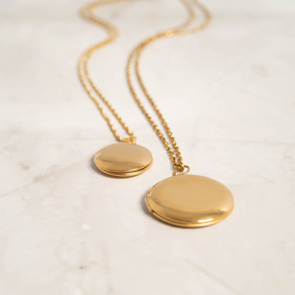 18K Gold PVD Stainless Steel Round Locket / PDL0242