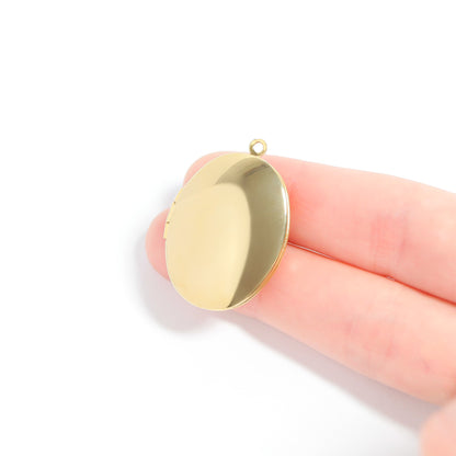 18K Gold PVD Stainless Steel Oval Locket / PDL0243