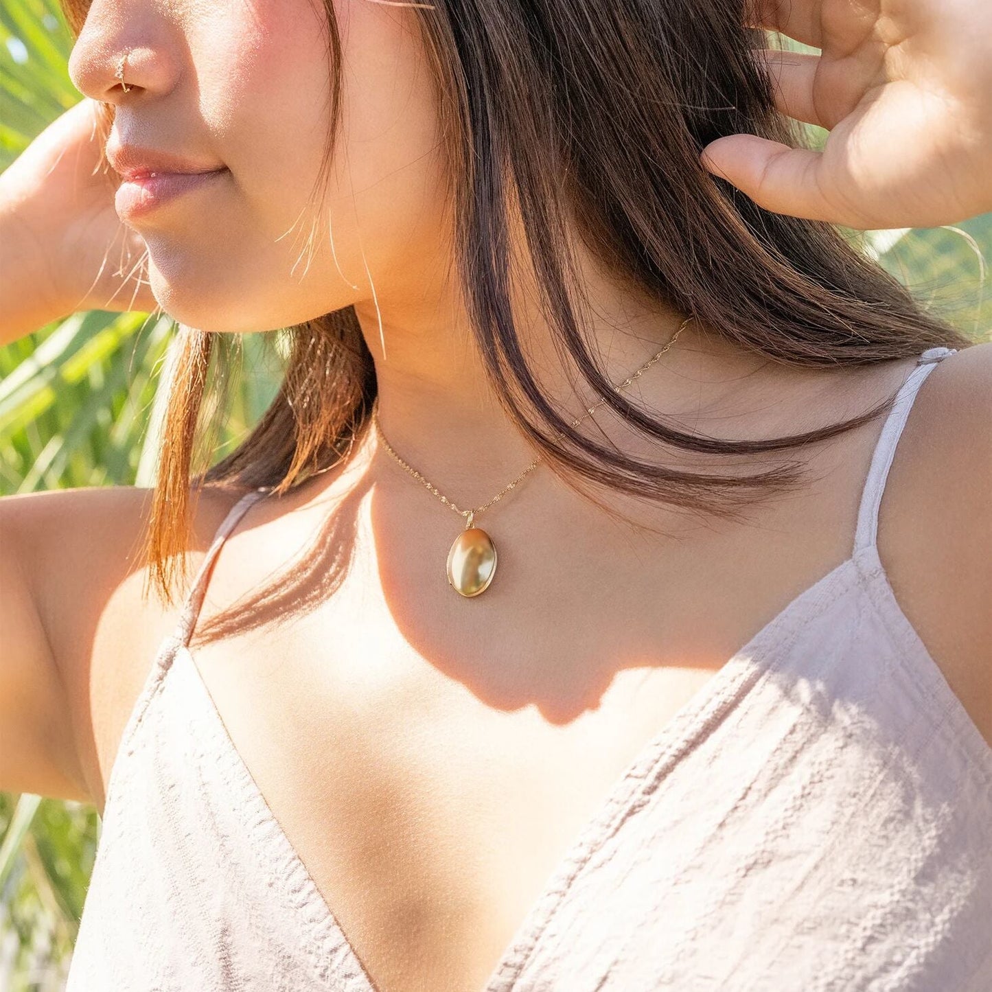 18K Gold PVD Stainless Steel Oval Locket / PDL0244