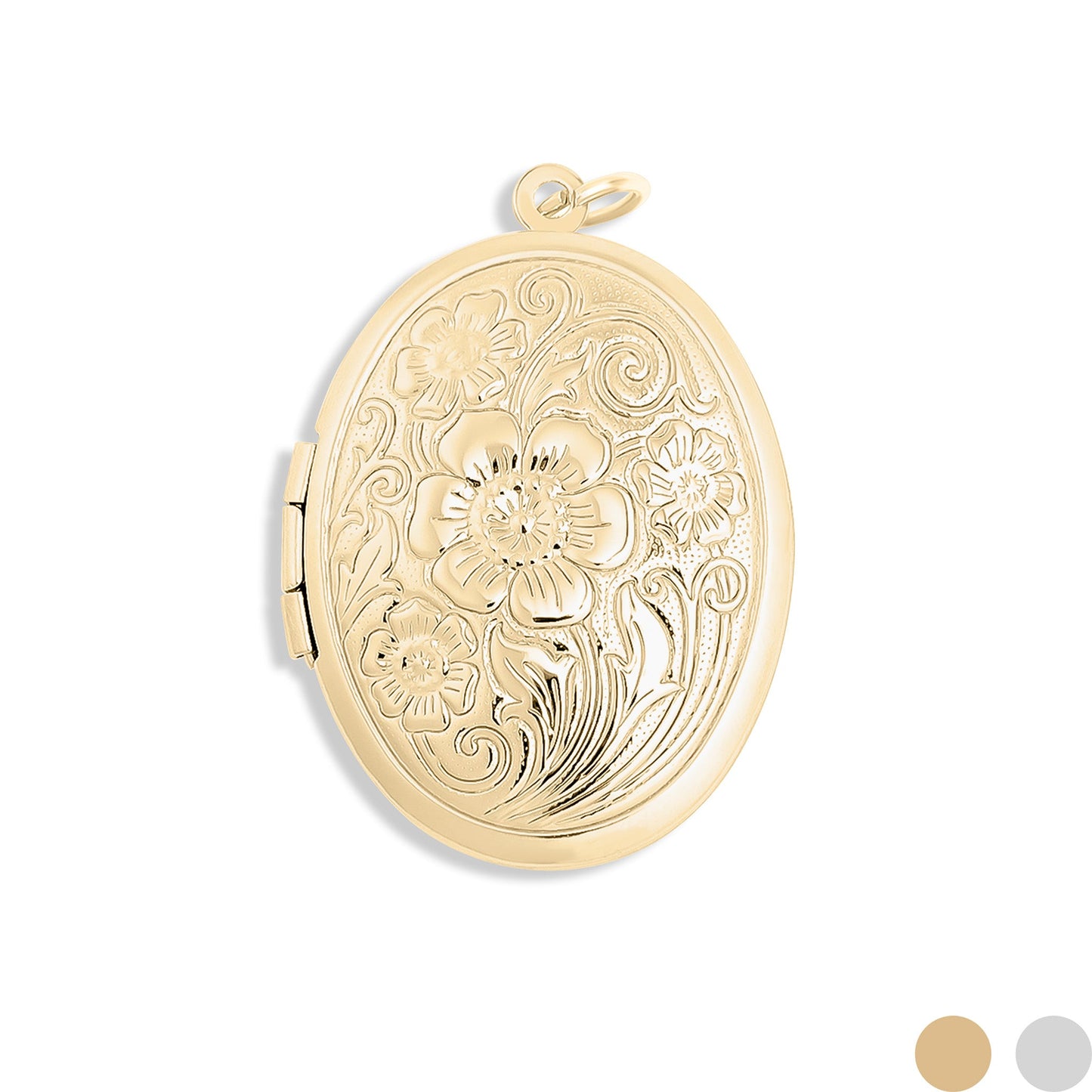 18K Gold PVD Stainless Steel Textured Oval Locket / PDL0245