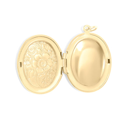 18K Gold PVD Stainless Steel Textured Oval Locket / PDL0245