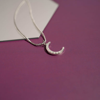 18K Gold PVD Stainless Steel Pearl Moon Charm / PDL0250