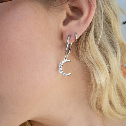 18K Gold PVD Stainless Steel Pearl Moon Charm / PDL0250