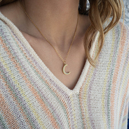 18K Gold PVD Stainless Steel Pearl Moon Charm / PDL0250