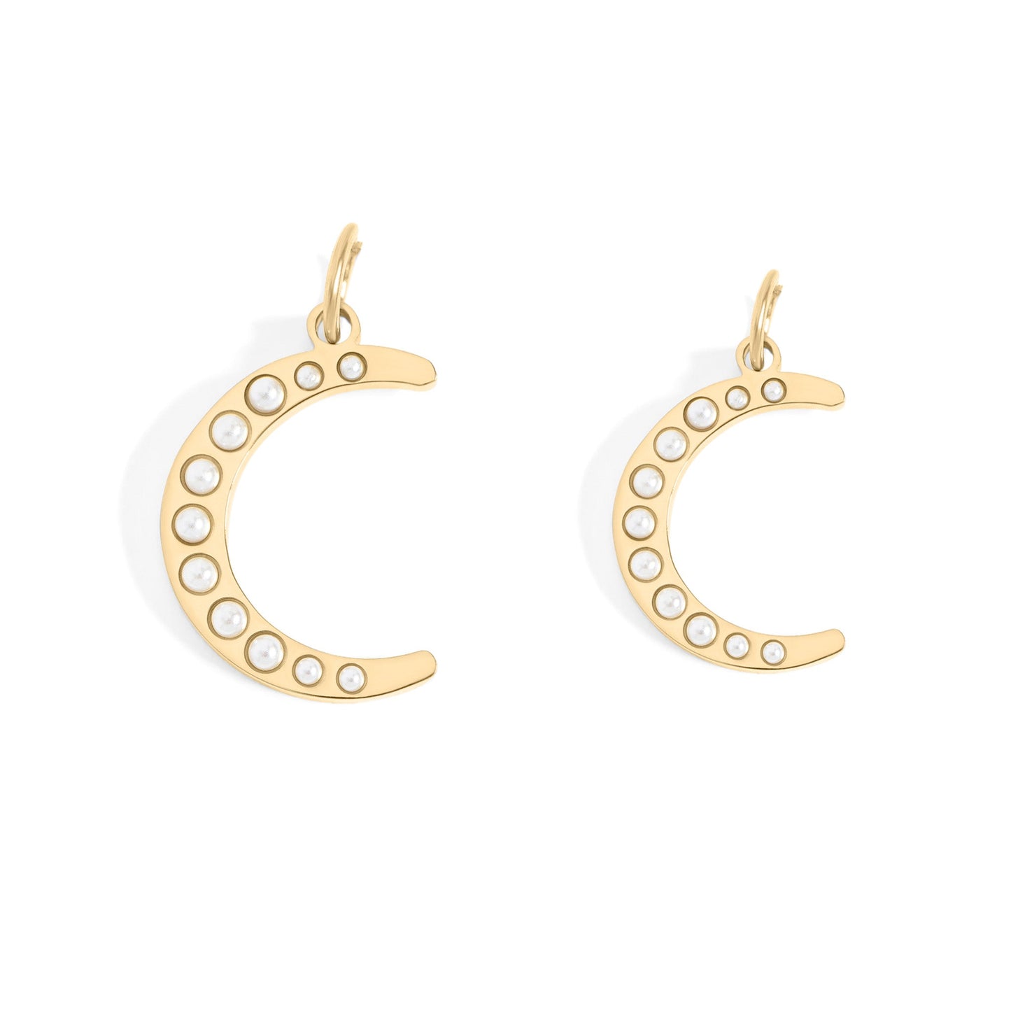 18K Gold PVD Stainless Steel Pearl Moon Charm / PDL0250