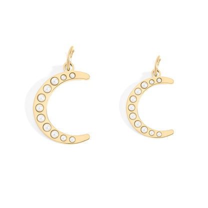 18K Gold PVD Stainless Steel Pearl Moon Charm / PDL0250