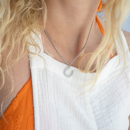 18K Gold PVD Stainless Steel Pearl Horseshoe Charm / PDL0251