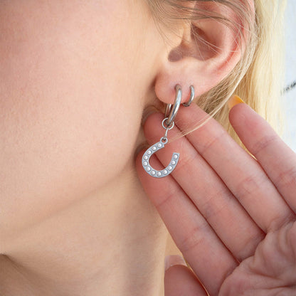 18K Gold PVD Stainless Steel Pearl Horseshoe Charm / PDL0251