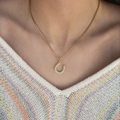 18K Gold PVD Stainless Steel Pearl Horseshoe Charm / PDL0251