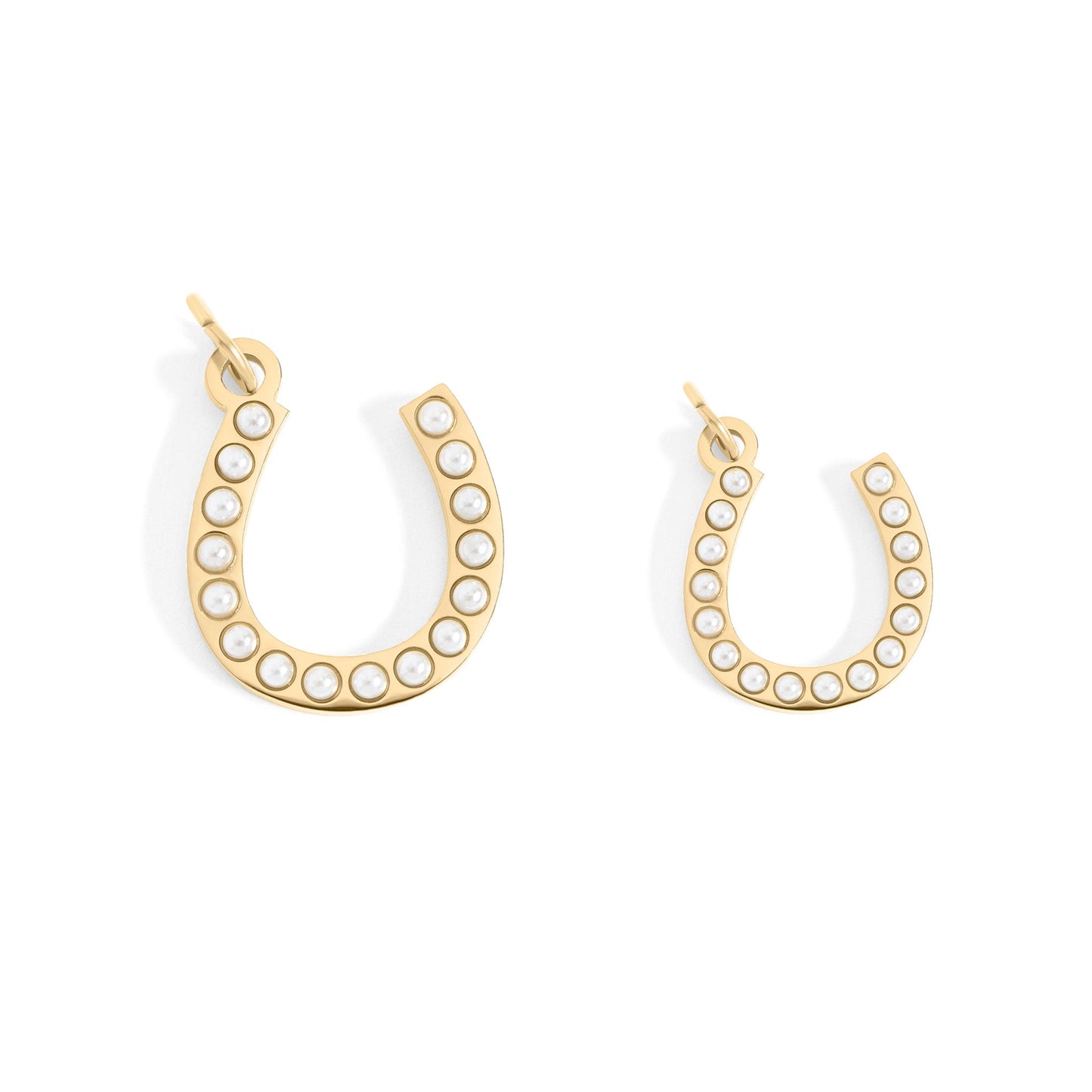 18K Gold PVD Stainless Steel Pearl Horseshoe Charm / PDL0251