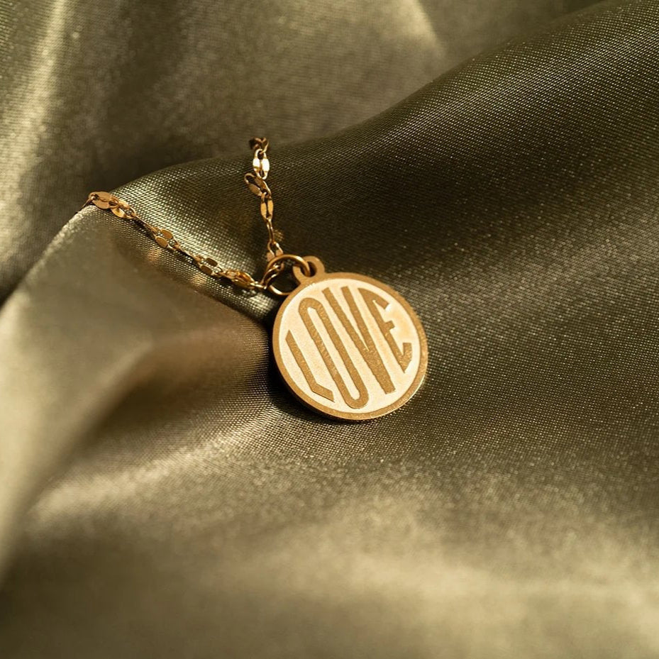 18K Gold PVD Stainless Steel Round Love Charm / PDL0254