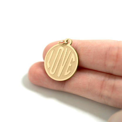 18K Gold PVD Stainless Steel Round Love Charm / PDL0254