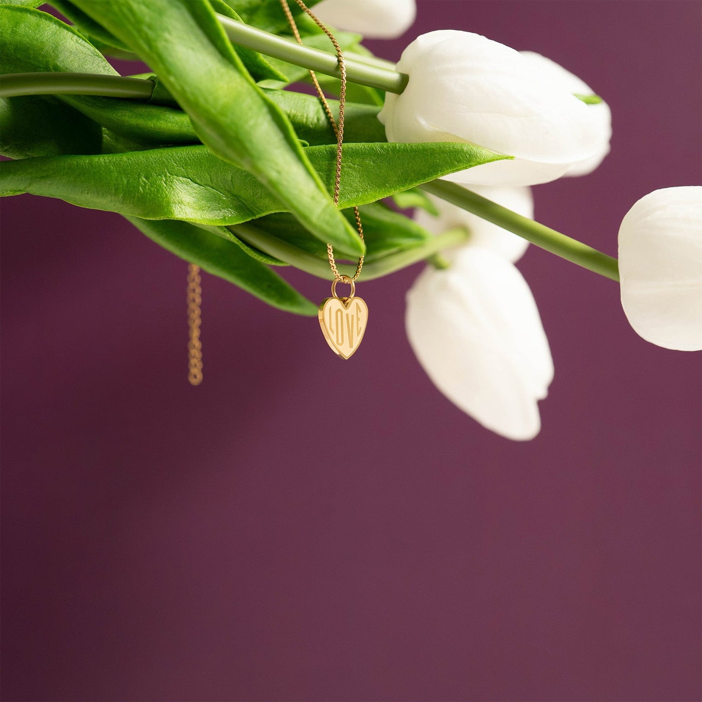 18K Gold PVD Stainless Steel "Love" Heart Charm / PDL0255