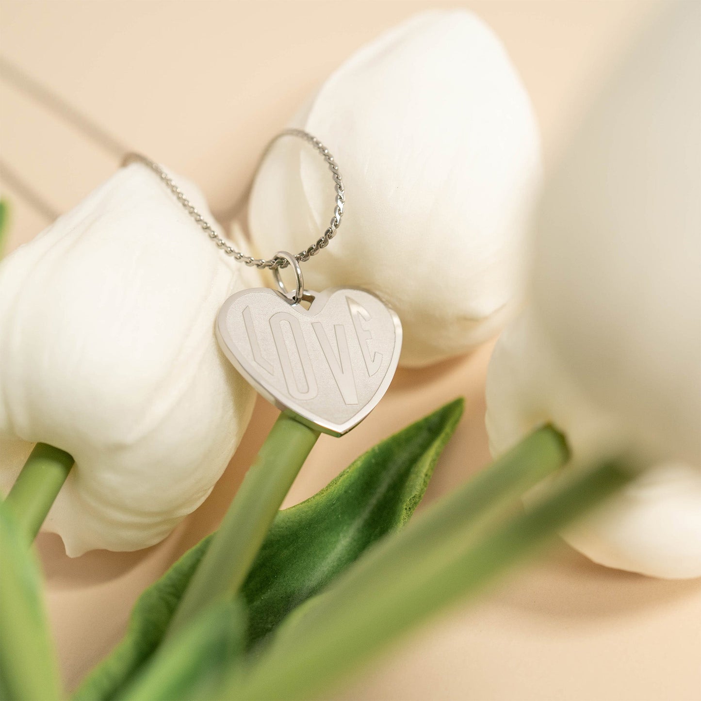 18K Gold PVD Stainless Steel "Love" Heart Charm / PDL0255