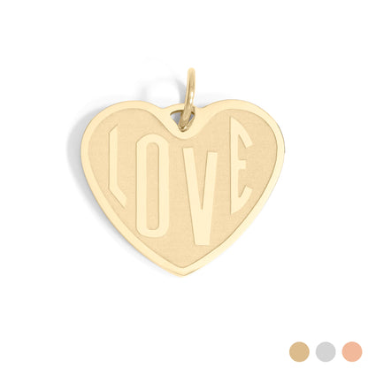 18K Gold PVD Stainless Steel "Love" Heart Charm / PDL0255