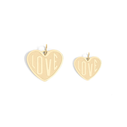 18K Gold PVD Stainless Steel "Love" Heart Charm / PDL0255