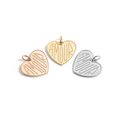 18K Gold PVD Stainless Steel Heart Amour Charm / PDL0256