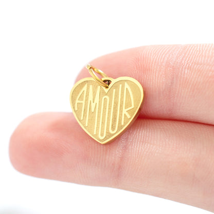 18K Gold PVD Stainless Steel Heart Amour Charm / PDL0256