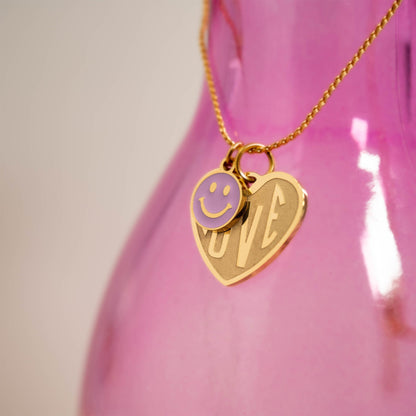 18K Gold PVD Stainless Steel "Love" Heart Charm / PDL0255