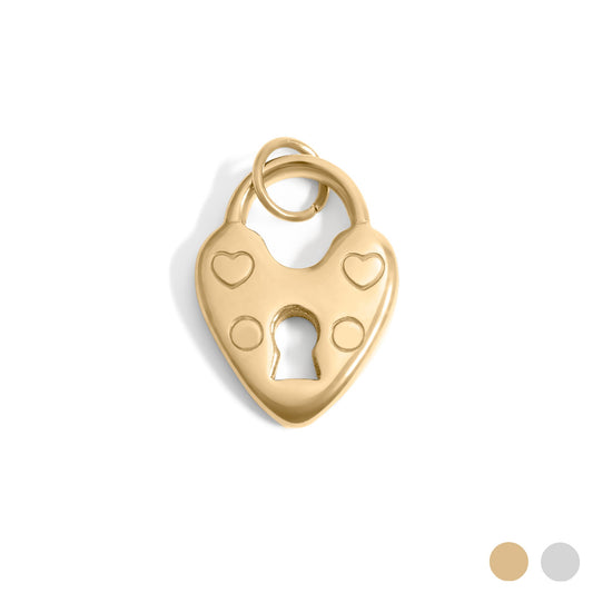 18K Gold PVD Stainless Steel Vintage Heart Lock Charm / PDL0274