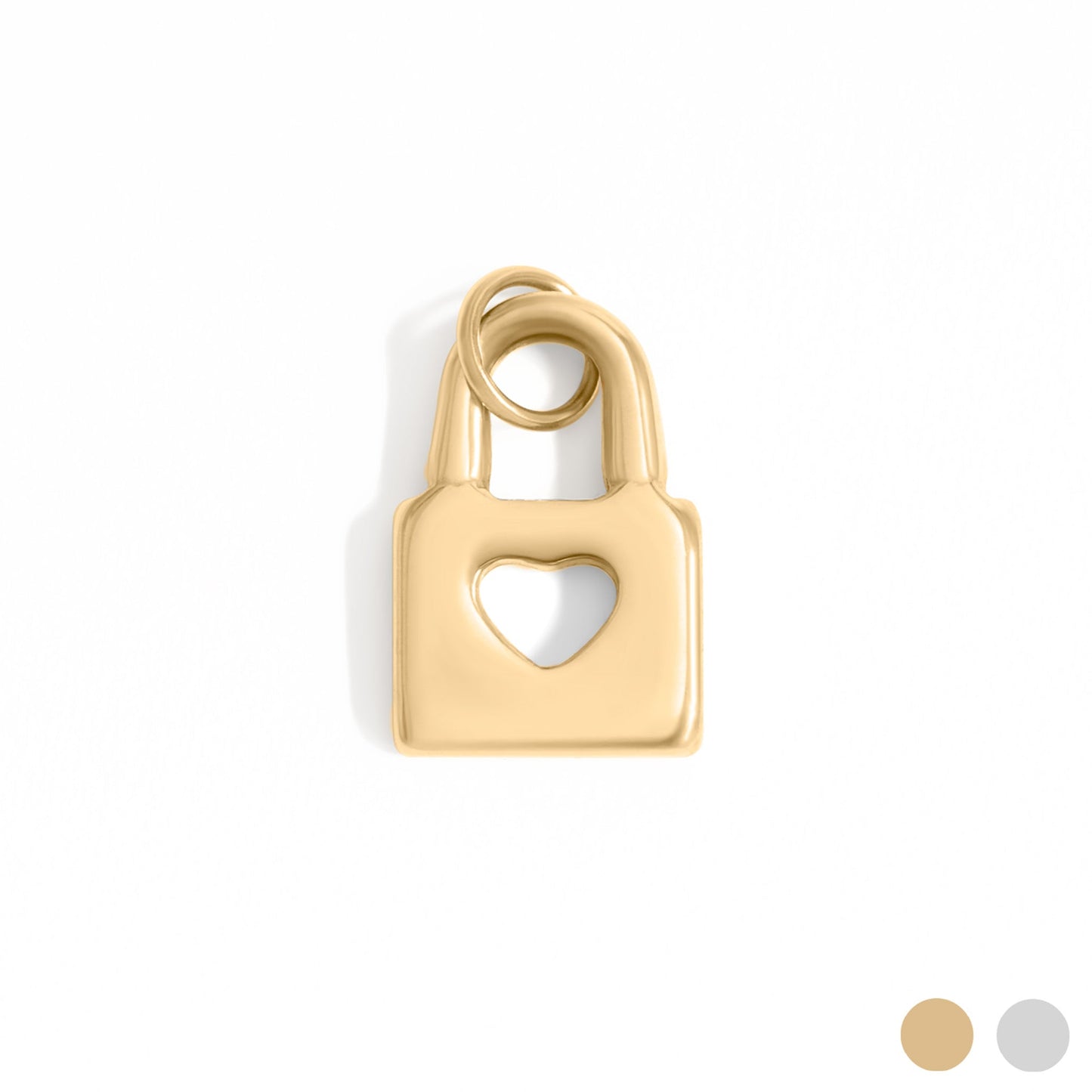 18K Gold PVD Stainless Steel Padlock with Heart Charm / PDL0276