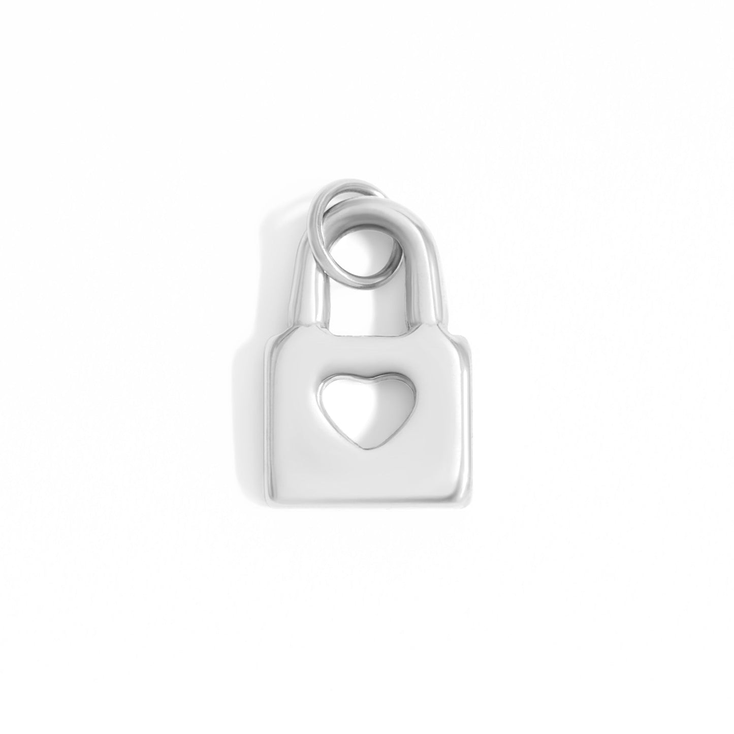 18K Gold PVD Stainless Steel Padlock with Heart Charm / PDL0276