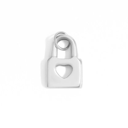 18K Gold PVD Stainless Steel Padlock with Heart Charm / PDL0276