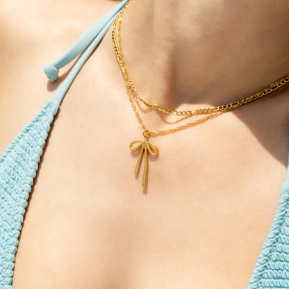 18K Gold PVD Stainless Steel Long Bow Charm / PDL0277