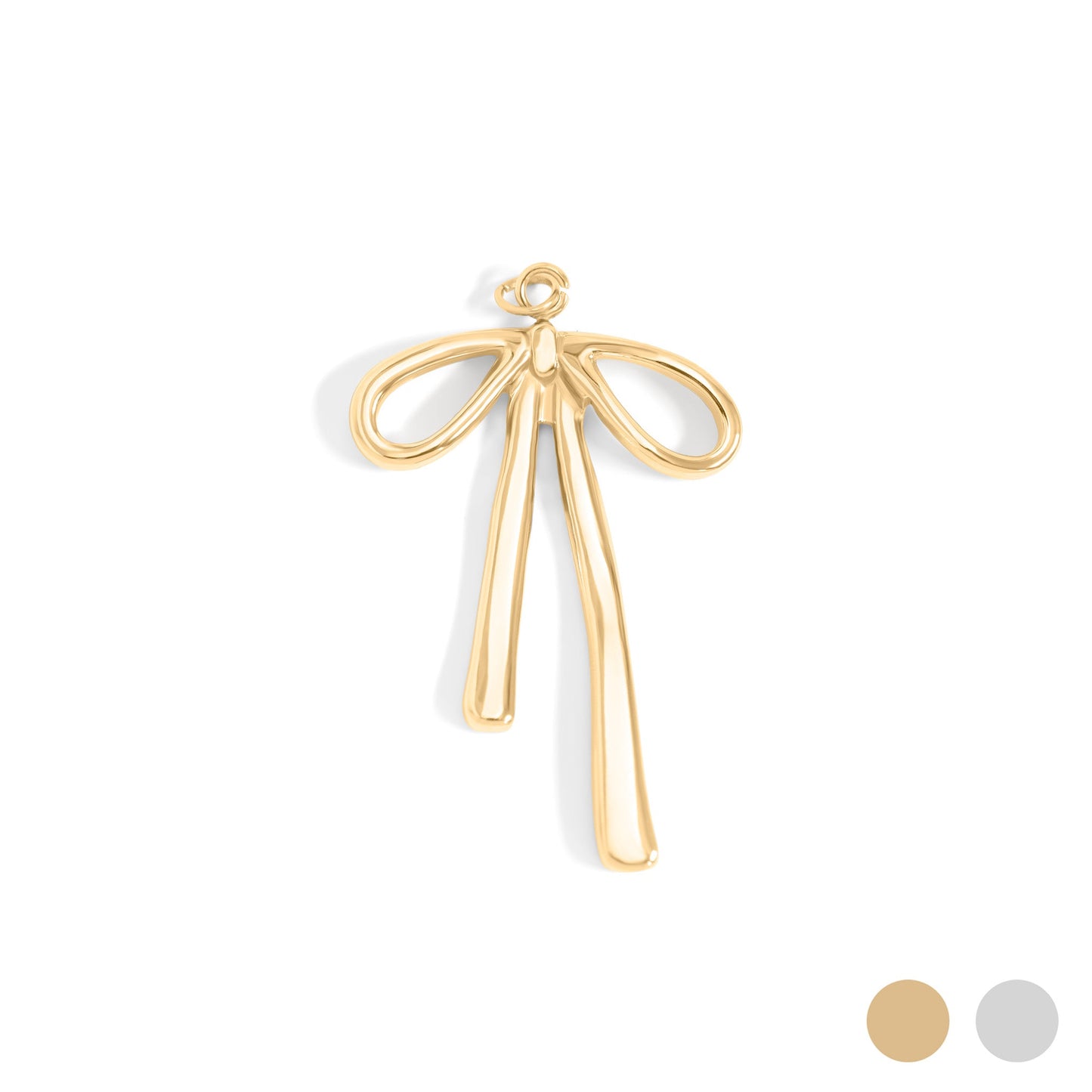 18K Gold PVD Stainless Steel Long Bow Charm / PDL0277