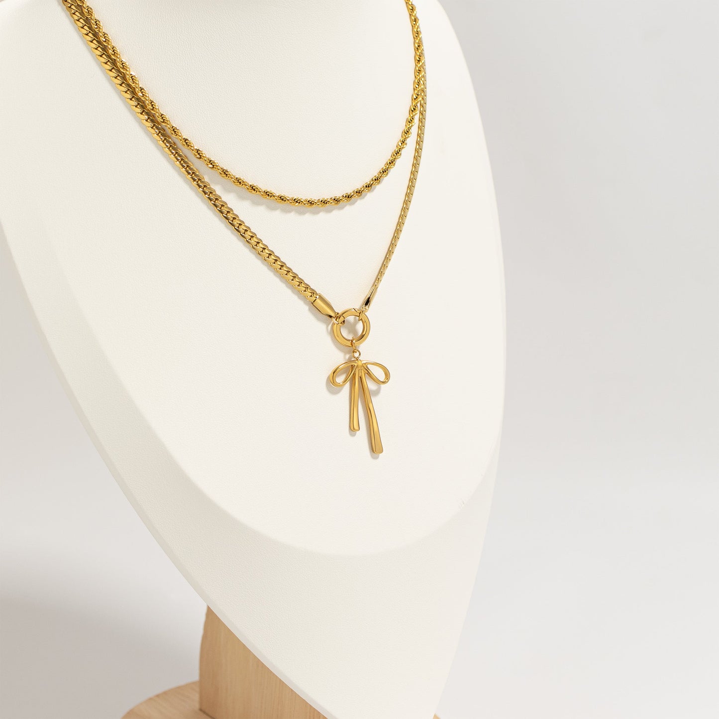 18K Gold PVD Stainless Steel Long Bow Charm / PDL0277