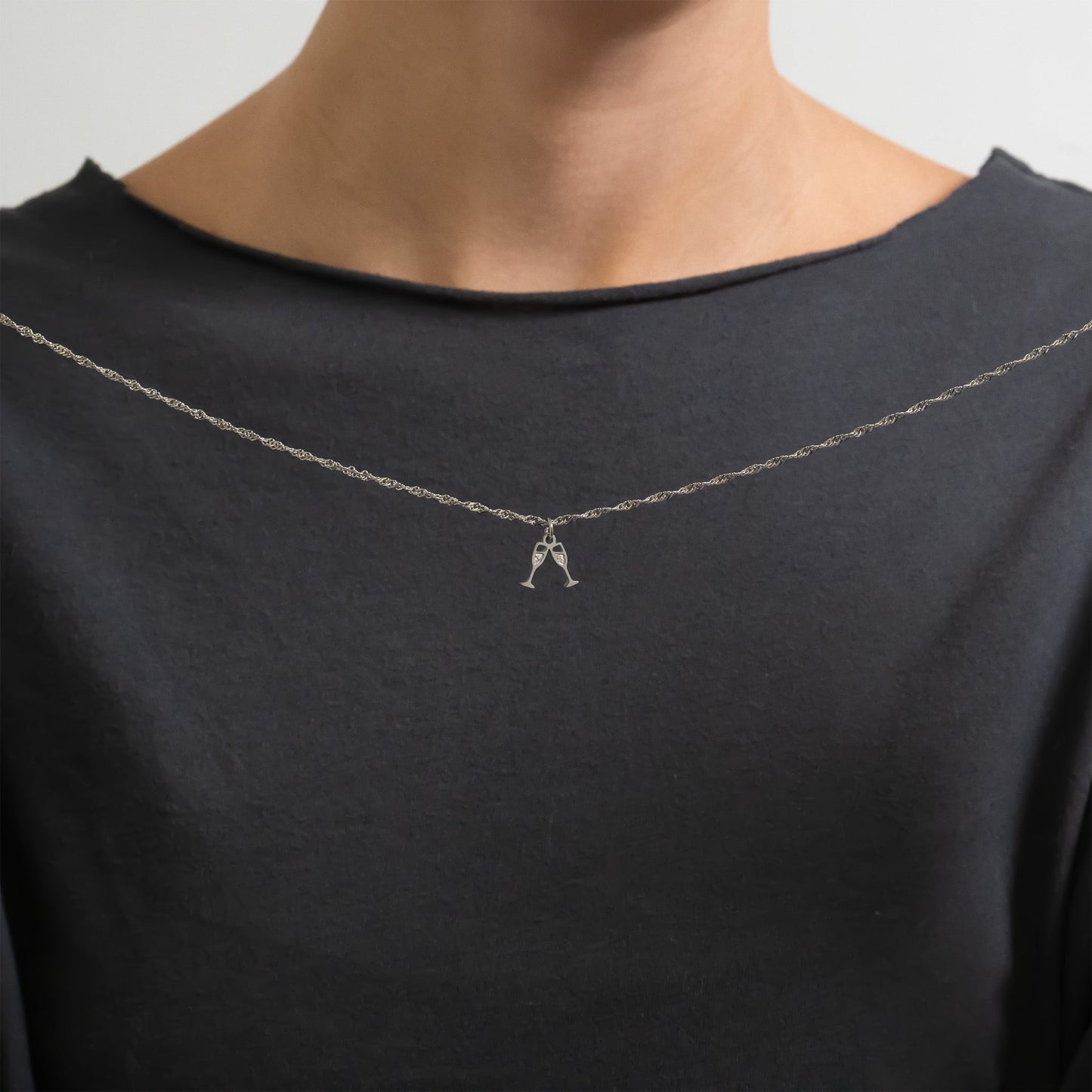 18K Gold PVD Stainless Steel Champagne Cheers Charm / PDL0282