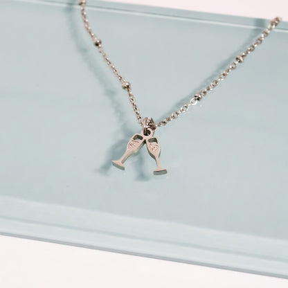 18K Gold PVD Stainless Steel Champagne Cheers Charm / PDL0282