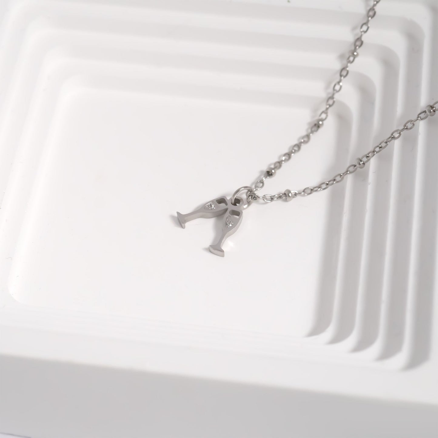 18K Gold PVD Stainless Steel Champagne Cheers Charm / PDL0282