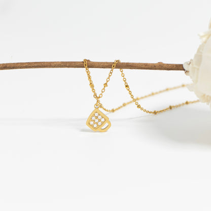 18K Gold PVD Stainless Steel Coffee Cup Charm / PDL0284