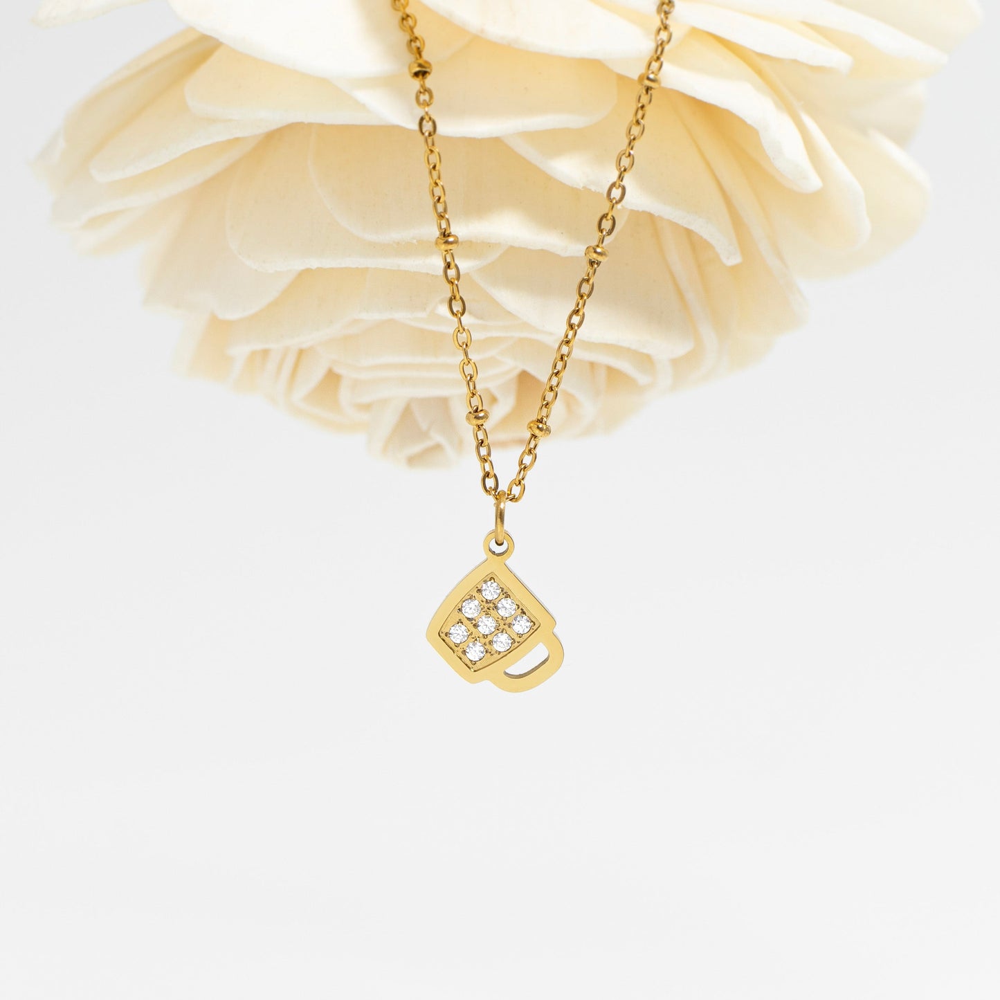 18K Gold PVD Stainless Steel Coffee Cup Charm / PDL0284