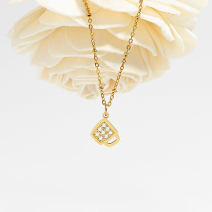 18K Gold PVD Stainless Steel Coffee Cup Charm / PDL0284