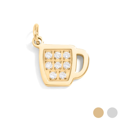 18K Gold PVD Stainless Steel Coffee Cup Charm / PDL0284
