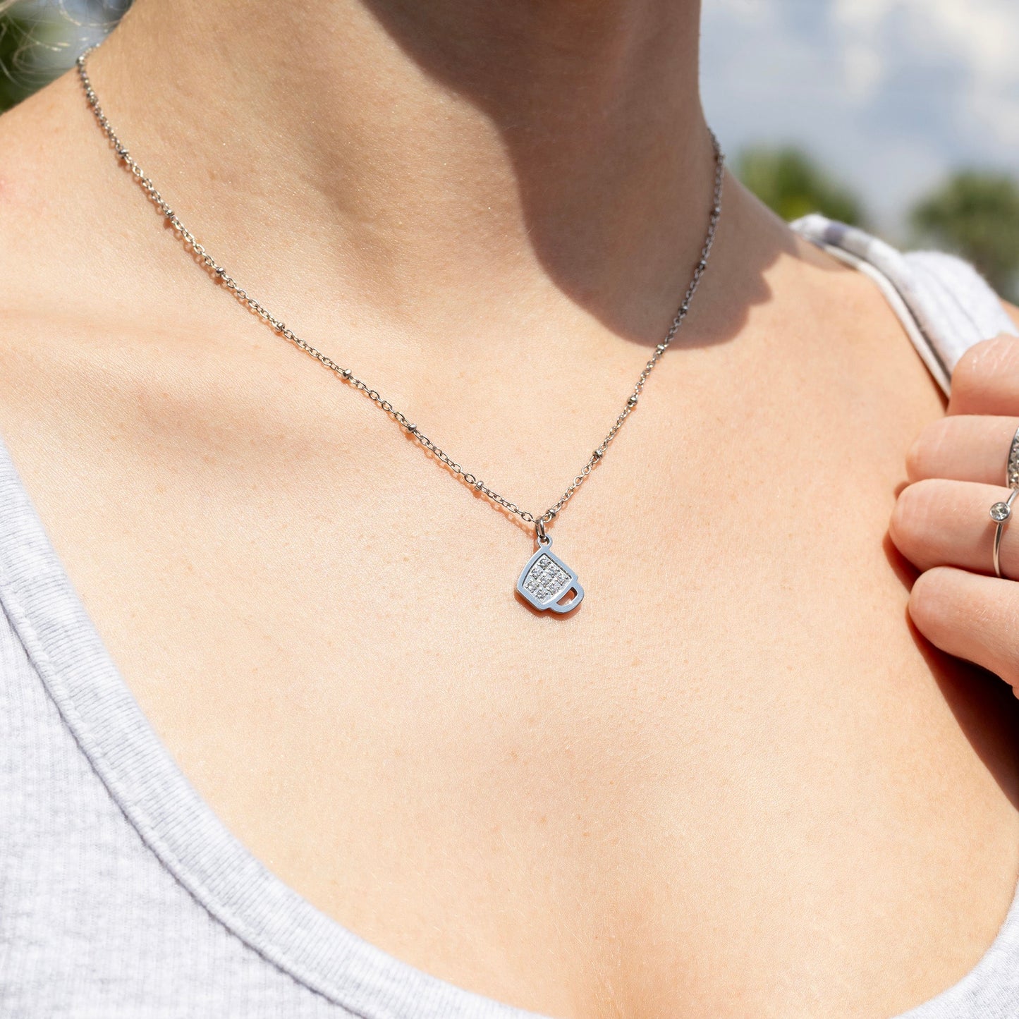 18K Gold PVD Stainless Steel Coffee Cup Charm / PDL0284