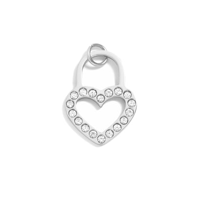 18K Gold PVD Stainless Steel Stone Heart Padlock / PDL0285