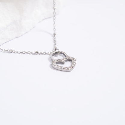 18K Gold PVD Stainless Steel Stone Heart Padlock / PDL0285