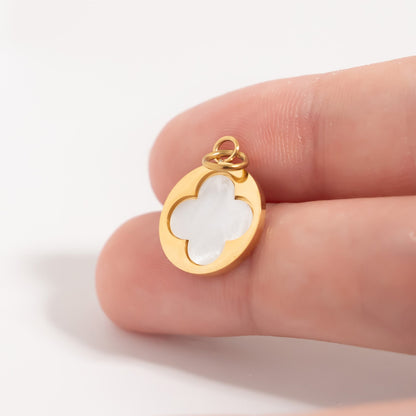 18K Gold PVD Stainless Pearl Floral Charm / PDL0286